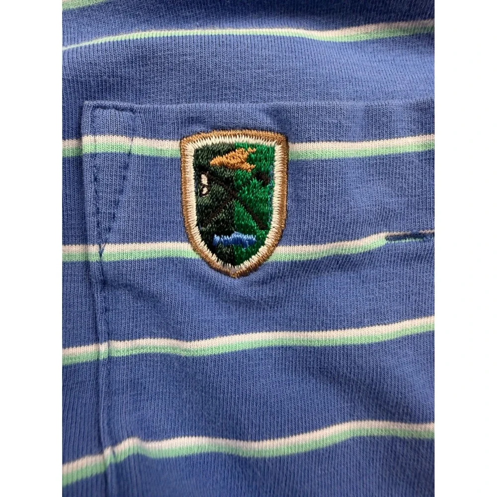 B. Draddy Mens Blue Striped Pima Cotton Stretch Golf Polo Shirt Size‎ Large